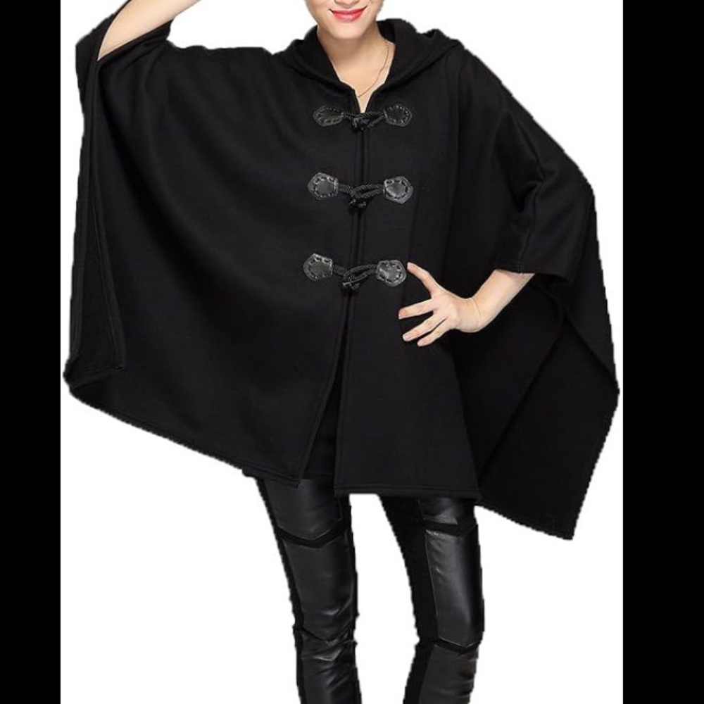Jolt Black Cape Coat - Oversized the perfect sweater coat